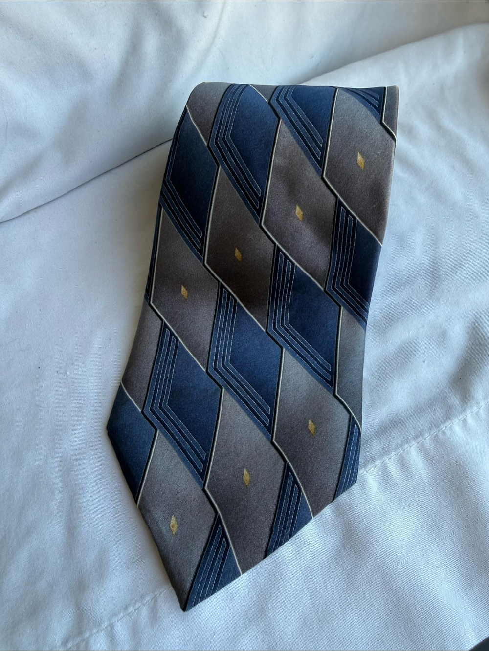 Vintage Silk Cambridge Classics Geometric Navy and Gray Men's Tie